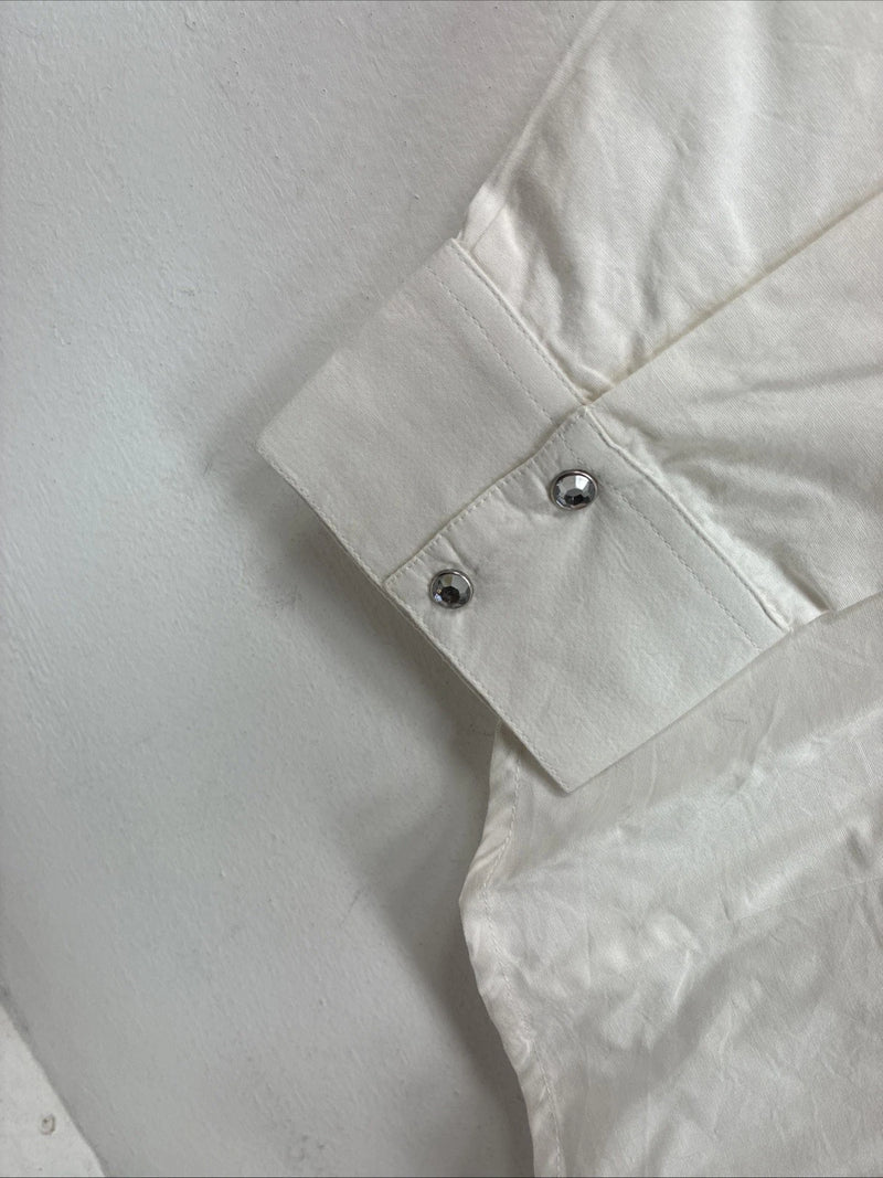 New Women’s Cumberland White Gem Long Sleeve Pearl Snap Medium LL-8