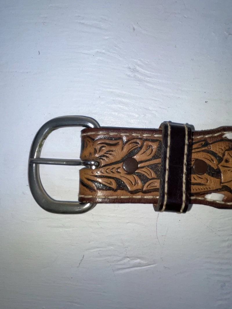 New Brown Genuine Leather Wright Tooled 28” Belt #10412 JJ-41