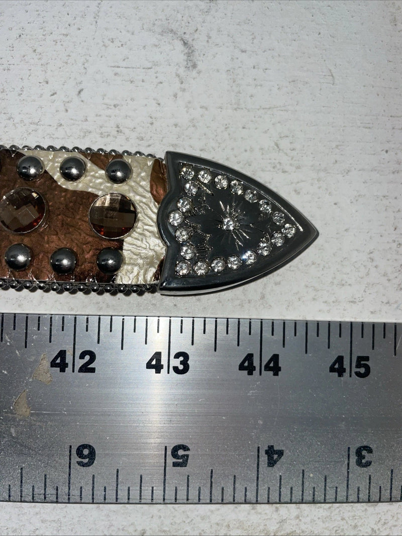 New Cow Print Genuine Leather Blazin Roxx Bling M Belt #N3510602 Z-23