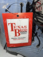New Children’s Blue Texas Brand Lace Up Cowboy Boots. 9.5 9 1/2 D. 24-24 