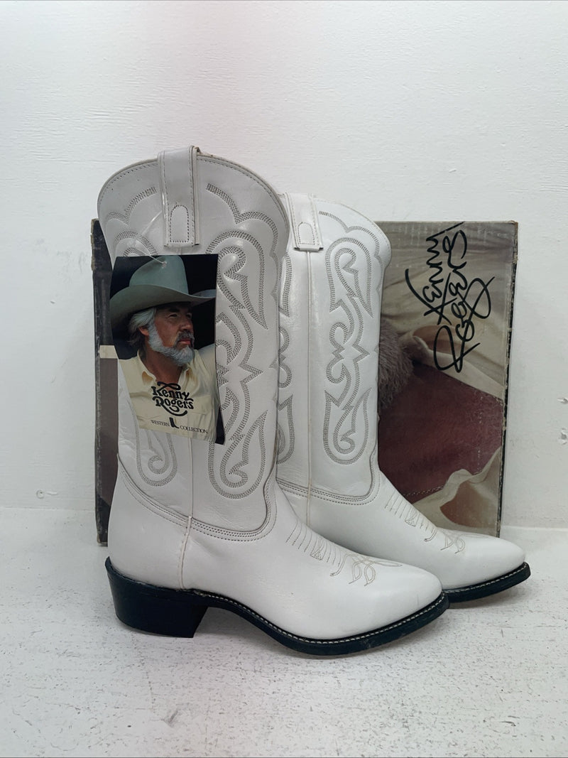 New Women’s White Kenny Roger’s Cowboy Boots. 50507 9.5 9 1/2 D. 5-37 