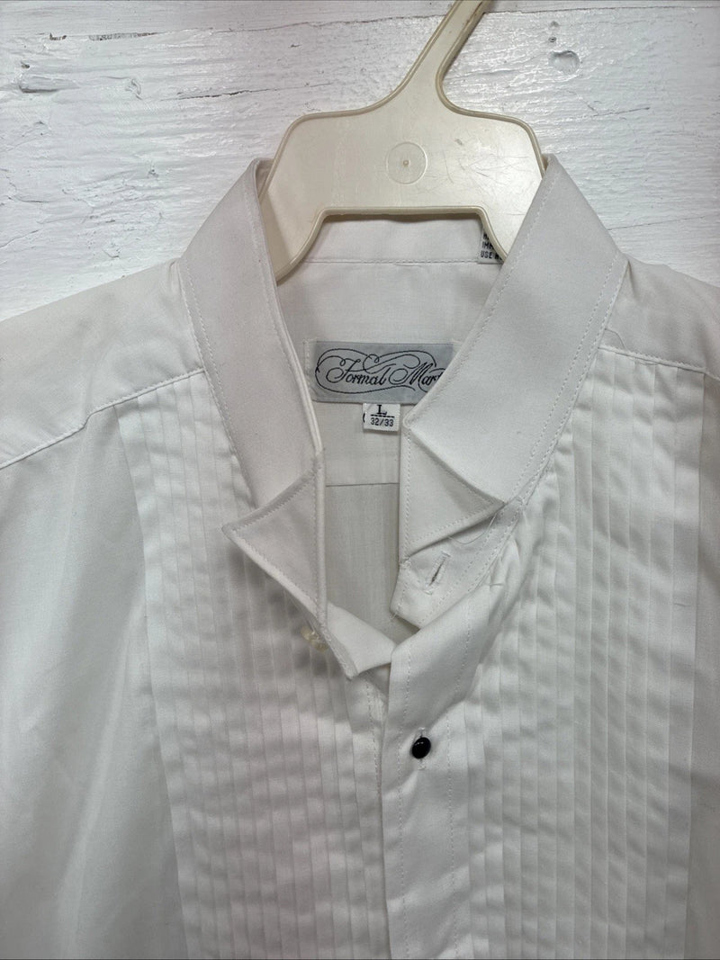 New Formal Mart White Long Sleeve Button Up English Shirt Large X-102