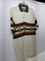 New Men’s Cumberland Brown Western Design Short Sleeve Polo Medium K-51