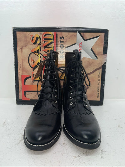 New Men’s Black Lace Up Texas Brand Cowboy Boots. 8850 11 E E. 8-89