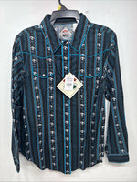 New Women’s Cumberland Blue Western Long Sleeve Pearl Snap Large DD-70