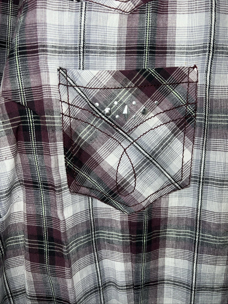 New Women’s Purple Cumberland Outfitters Long Sleeve Pearl Snap Shirt 1X S-33
