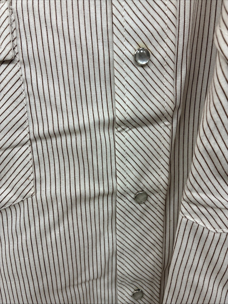 New Men’s Dickson Jenkins Brown stripe Short Sleeve Pearl Snap 14.5 Small AA-97