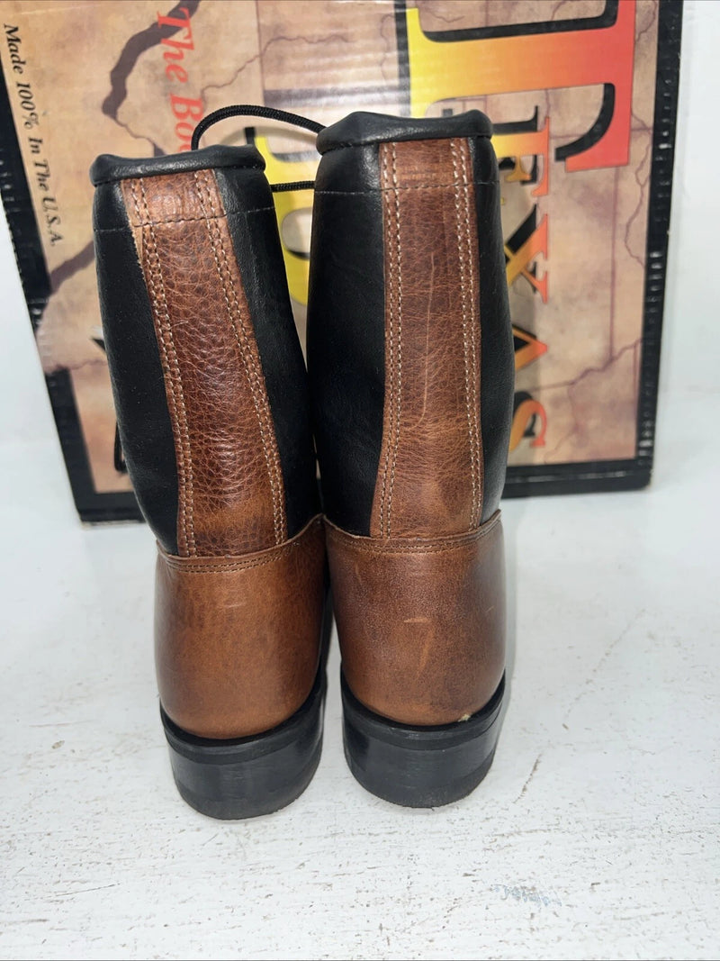 New Women’s Brown Lace Up Texas Brand Cowboy Boots. 4460 6.5 6 1/2 M. 19-88