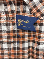 New Men’s Panhandle Slim Orange Brown Plaid Long Sleeve Pearl Snap Small J-65