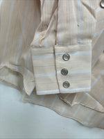 New Boys ELY Plains Tan Stripe Long Sleeve Pearl Snap Size 14 DD-108