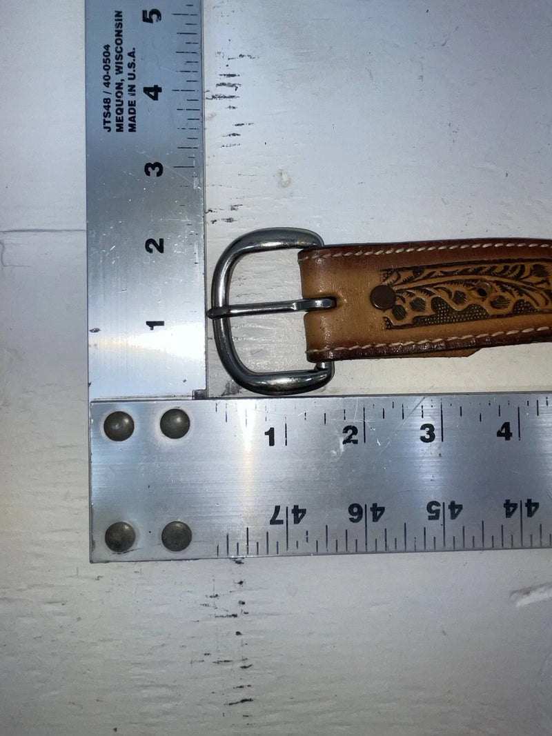 New Brown Genuine Leather Perkies Tooled 26” Belt #601 NN-6
