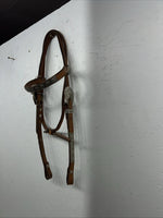 New Leather Browband Headstall W Metal Plate U-31