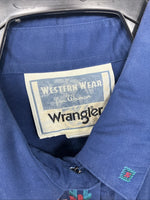 New Womens Wrangler Blue Designed Long Sleeve Button Up Large II-86