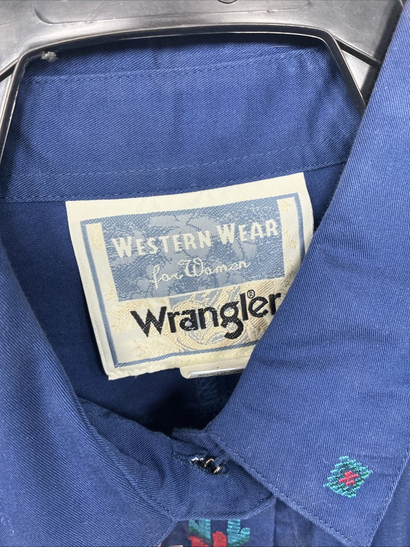 New Womens Wrangler Blue Designed Long Sleeve Button Up Large II-86