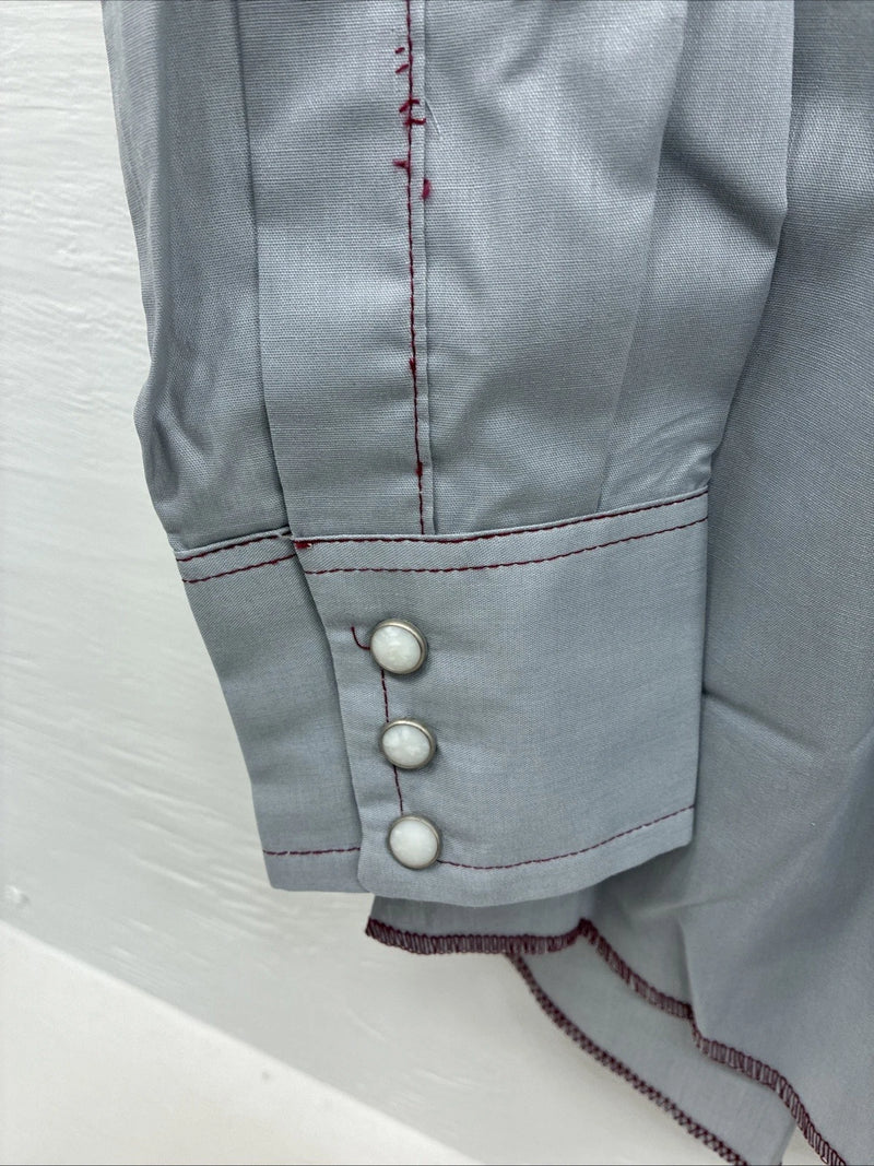 New Men’s Dee-Cee Gray Red Long Sleeve Pearl Snap 16 X 33 Large O-19