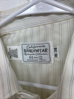 New Men’s California RanchWear Yellow Stripe Long Sleeve Pearl Snap Large M-31