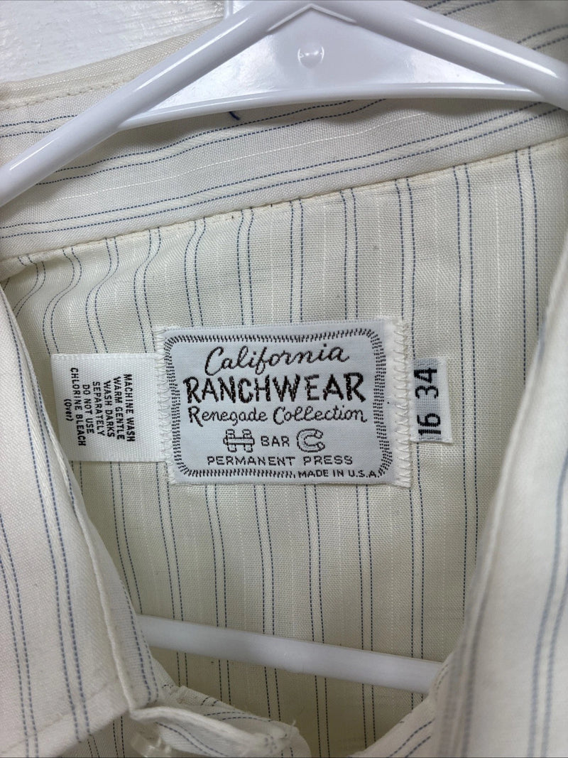 New Men’s California RanchWear Yellow Stripe Long Sleeve Pearl Snap Large M-31