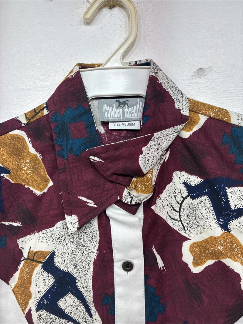 New Women’s Cowboy Threads White Designed Long Sleeve Button Up Medium YY-98