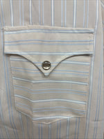 New Men’s H Bar C Multicolor Stripe Long Sleeve Pearl Snap 15.5 Medium K-95