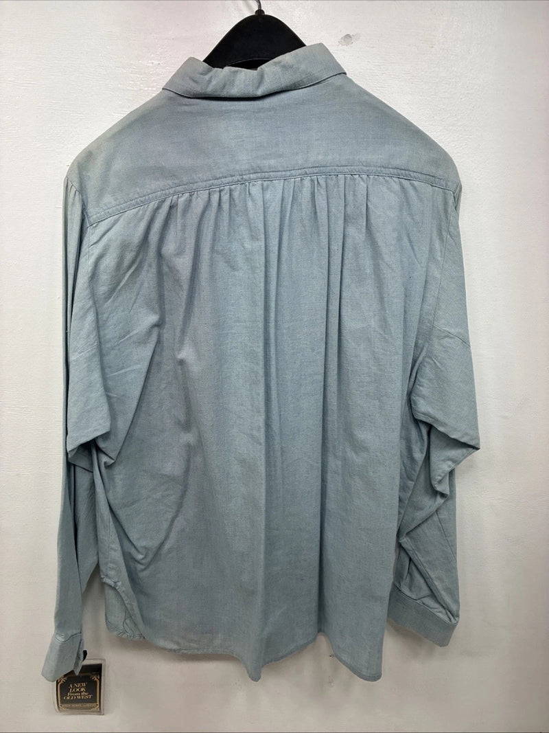 New Women’s Pioneer Wear Blue Designed Long Sleeve Button Up Size 10 YY-99