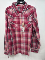 New Women’s Cumberland Pink Plaid Long Sleeve Pearl Snap XL GG-56