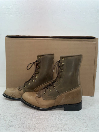 New Women’s Brown Lace Up Texas Brand Cowboy Boots. 4474 5 M. 2-167