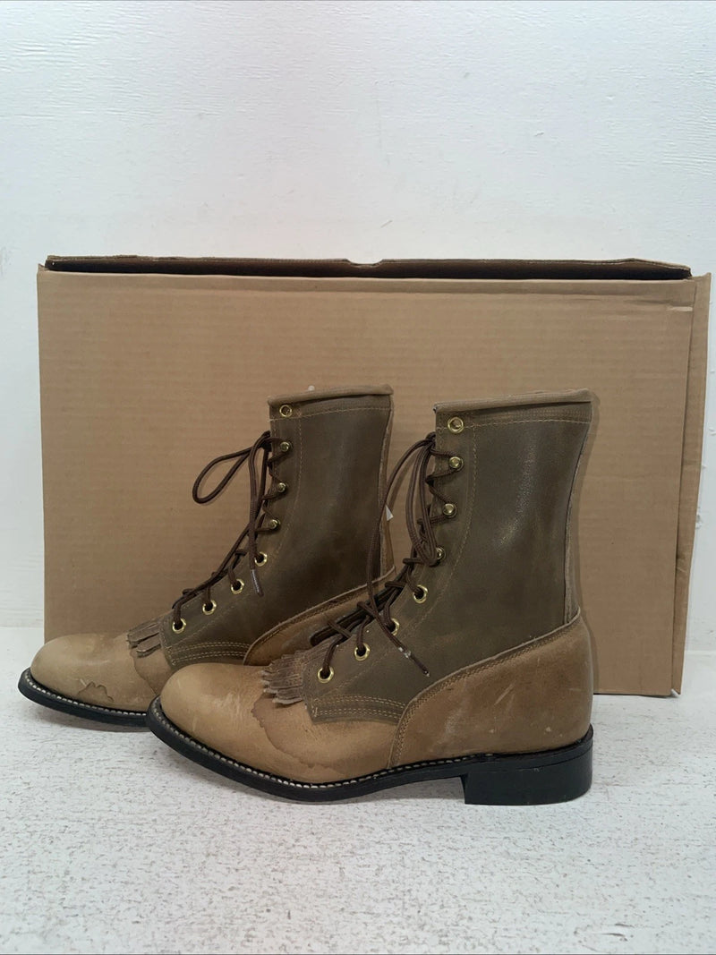 New Women’s Brown Lace Up Texas Brand Cowboy Boots. 4474 5 M. 2-167