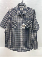 New Men’s ELY cattleman Blue Short Sleeve Pearl Snap 3XL E-27