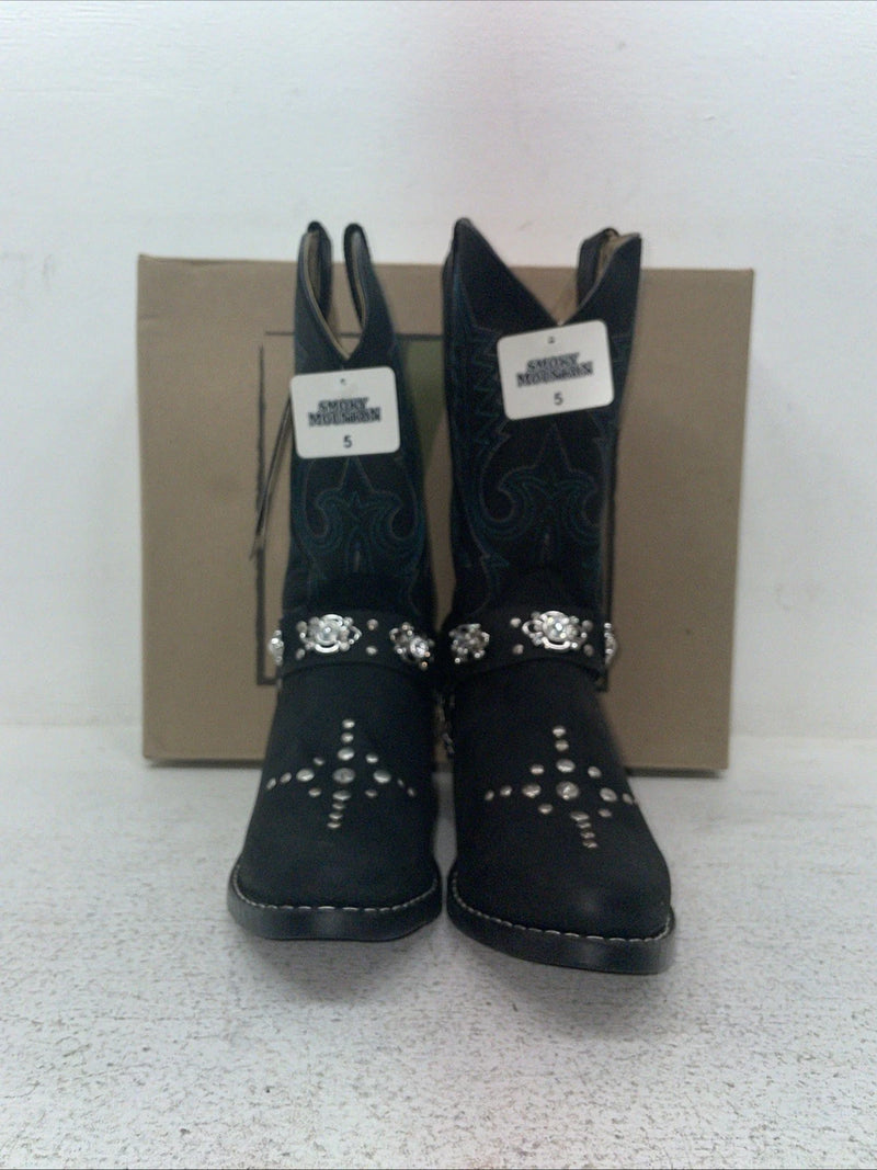 New Youth Black Smoky Mountain Cowboy Boots. 3283 Y 5. 2-116