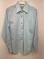New Women’s H Bar C Blue Design Long Sleeve Pearl Snap Size 32 KK-103