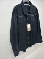 New Women’s Cumberland Black Gem Long Sleeve Pearl Snap 1XL GG-45