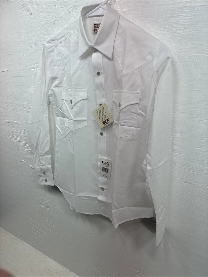 New Kids ELY Classic White Long Sleeve Pearl Snap Size 12 CC-113