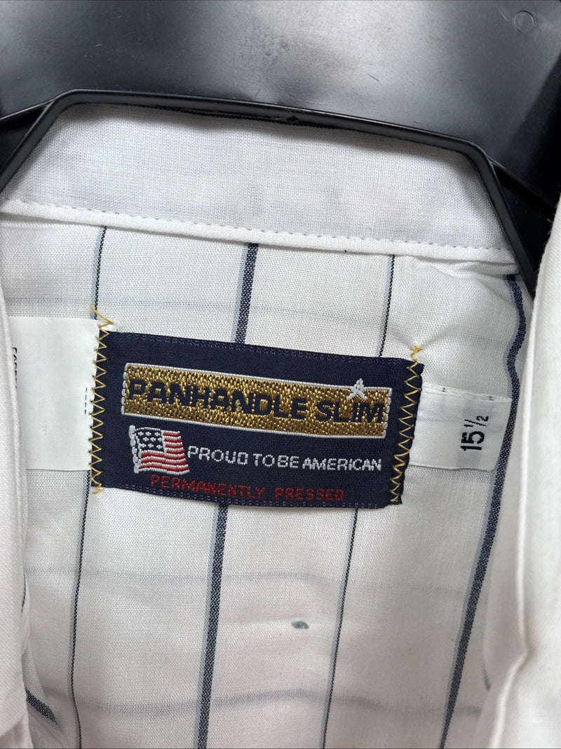 New Men’s Panhandle Slim White Stripe Short Sleeve Pearl Snap 15.5 Medium V-20