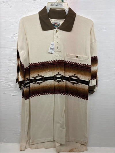 New Men’s Cumberland Brown Western Designed Short Sleeve Polo Shirt XL J-31