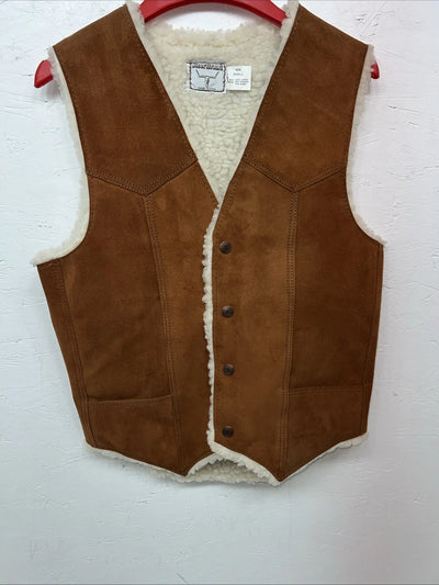 New Women’s Steerbrand Brown Leather Wool Vest Small Q-600