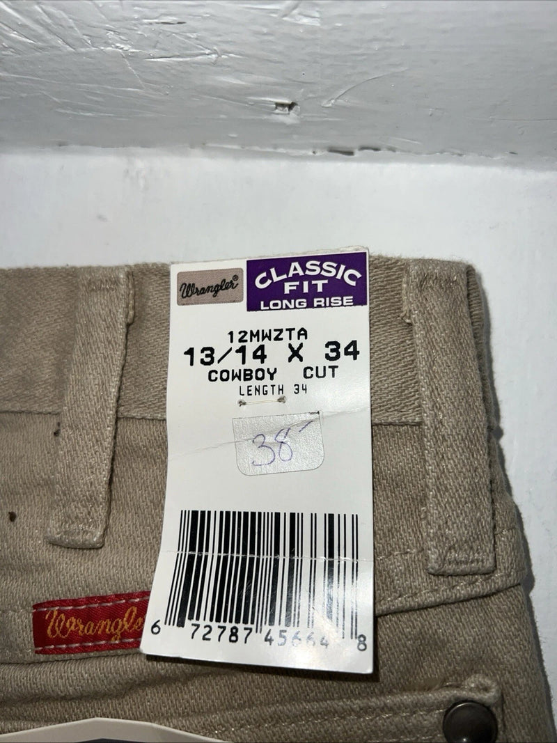 New Men’s Tan Cowboy Cut Classic Fit Wrangler Jeans. 13/14x34 G-5