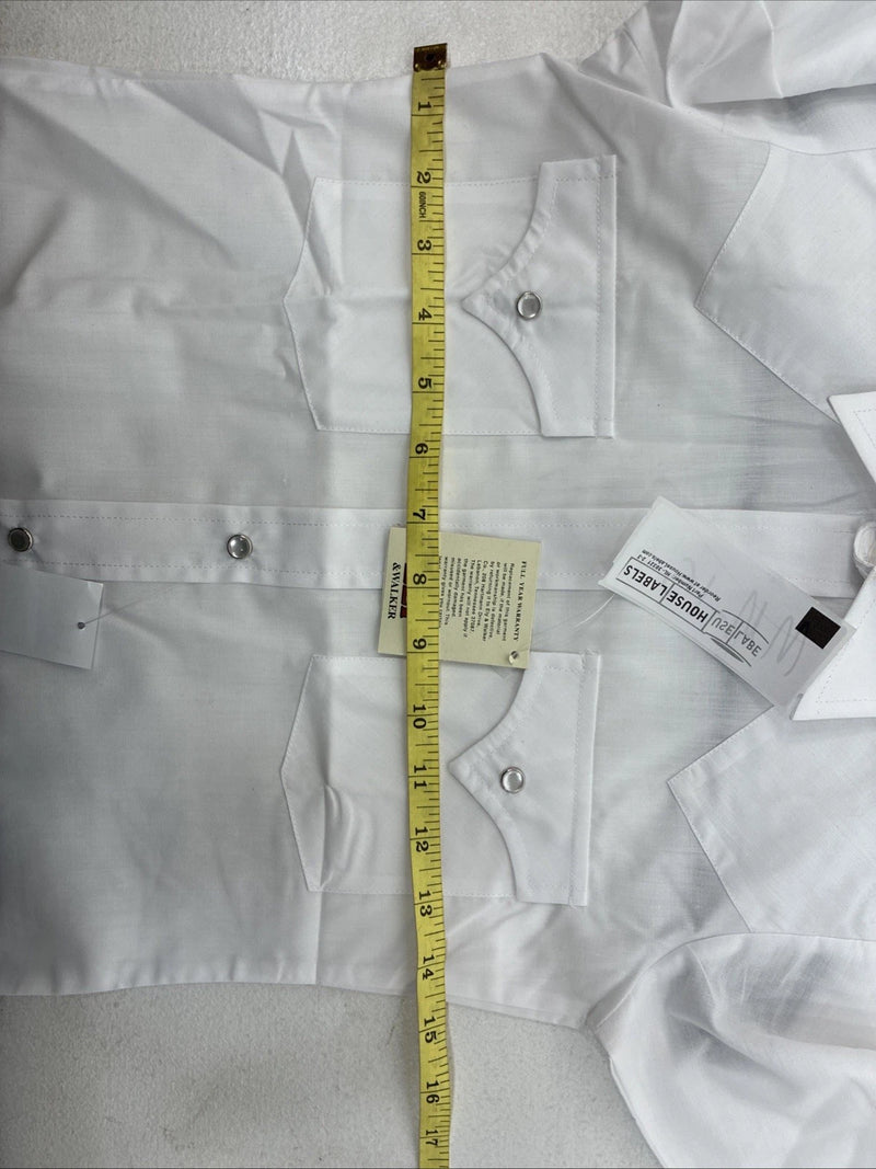 New Boys ELY Cattleman White Long Sleeve Pearl Snap Size 8 MM-15