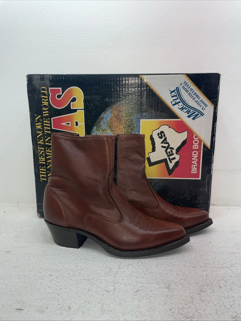 New Men’s Brown Texas Brand Cowboy Boots. M 374 9 D. 3-74