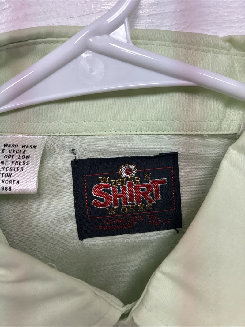 New Women’s Western Shirt Green Plaid Long Sleeve Pearl Snap 16 XL CC-94
