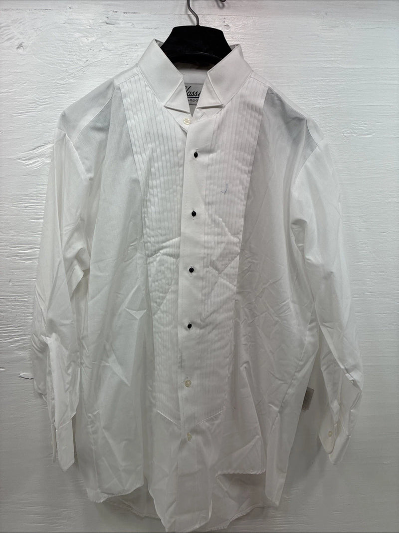 New Classix White Long Sleeve Button Up English Shirt 15-15.5 Medium AA-23