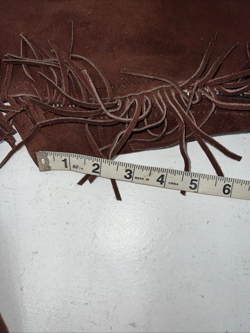 NOS Burgundy Show Chaps With Fringe Adjustable Waist 40” N-31
