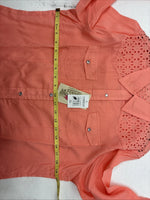 New Women’s Cumberland Pink Designed Long Sleeve Pearl Snap Large II-99