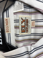 New Men’s ELY Cattleman Striped Long Sleeve Pearl Snap 20.5 X 36 4XL E-98