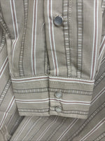 New Men’s H Bar C Brown Stripe long Sleeve Pearl Snap 15.5 Medium T-74