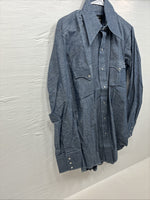 New Men’s Champion Western Jean Design Long Sleeve Pearl Snap 15.5 Medium K-45