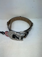 New Black Genuine Leather Blazin Roxx Silver Bling Cross M Belt #N3510401 Z-76