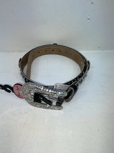 New Black Genuine Leather Blazin Roxx Silver Bling Cross M Belt #N3510401 Z-76