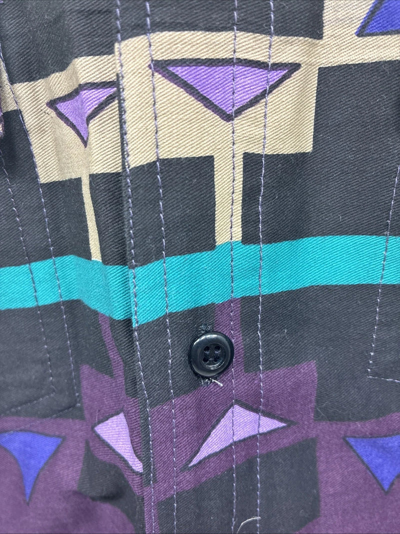 New Men’s GunSmoke Purple Tan Design Long Sleeve Button Up Large X-5