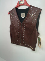 New Women’s Brown Snakeskin 1849 Authentic Ranchwear Cut Off Zip Up Vest S 3B-72