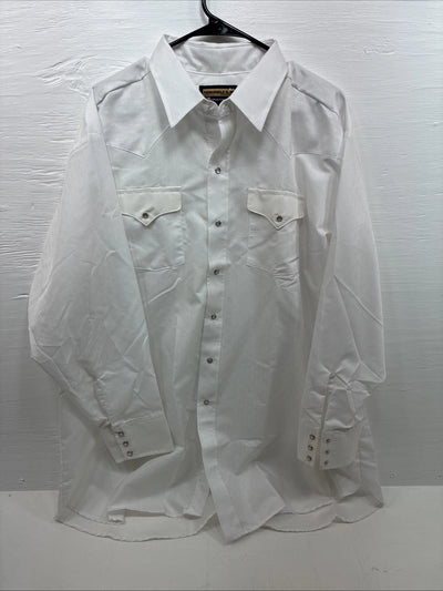 New Men’s Panhandle White Western Long Sleeve Pearl Snap 2XL E-71